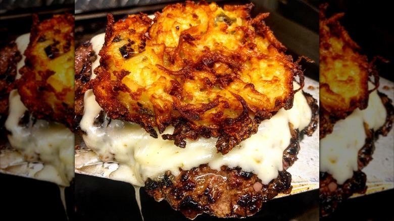 Yenta Burger at JewBoy Burgers burger with latke bun