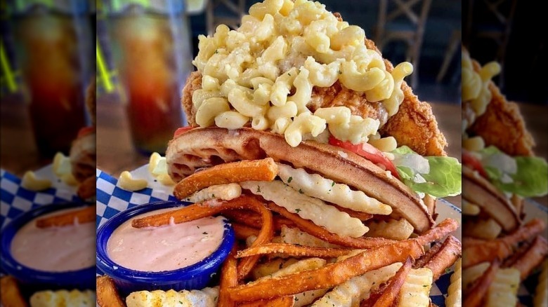 Mac and Cheese Chicken Tender Waffle Sandwich