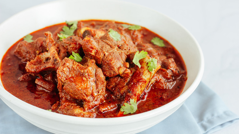 Indian vindaloo in white bowl