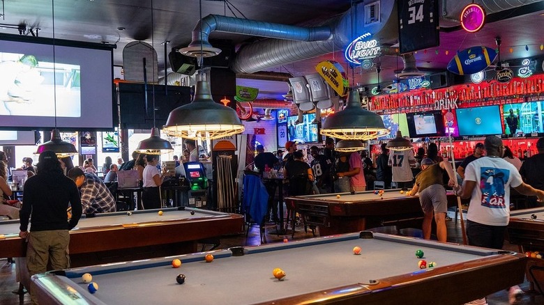 pool table with bright bar