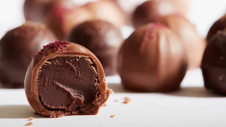 Sliced chocolate truffle