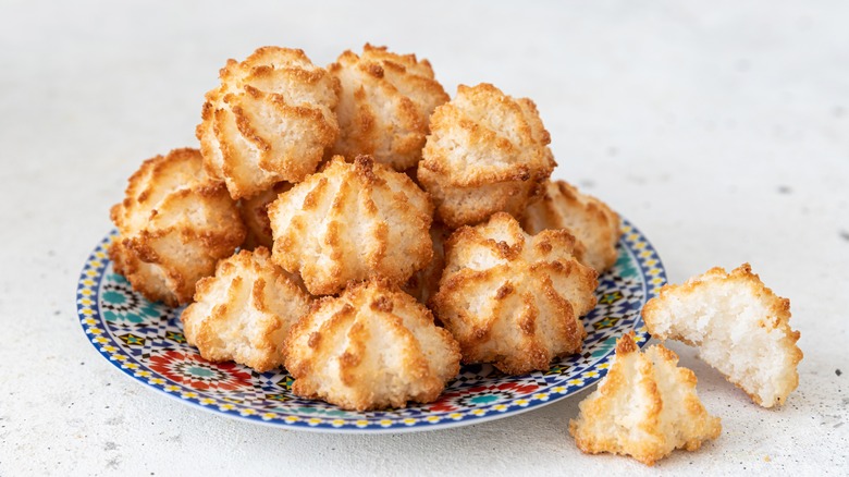 plate with coconut macaroons