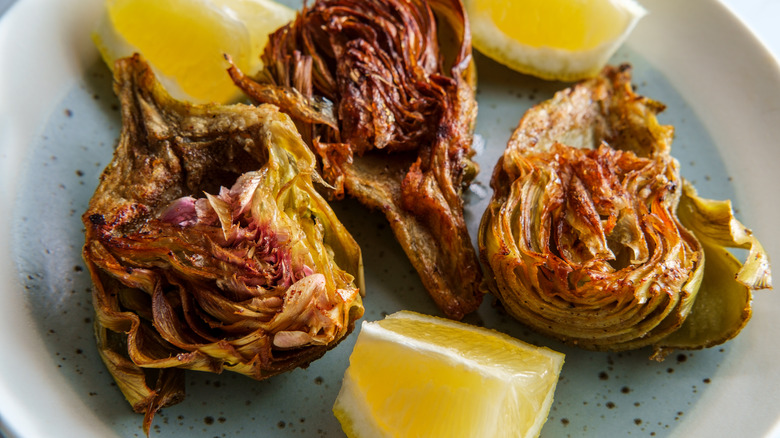 crispy fried artichokes with lemon