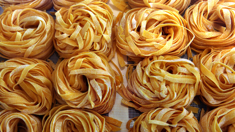 Aerial shot of fresh pasta