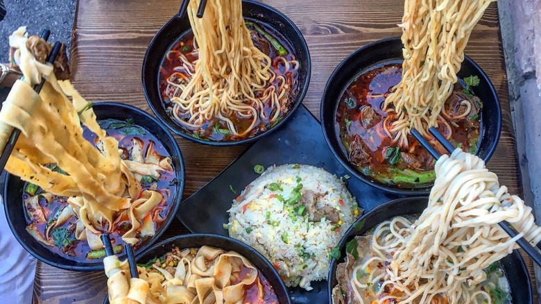 Various Asian noodle soups