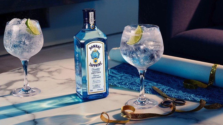 Bombay Sapphire and two cocktails