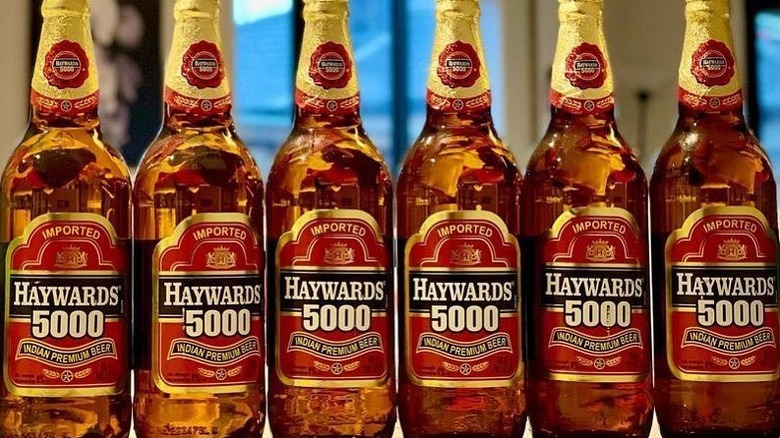 A row of Haywards 5000 bottles