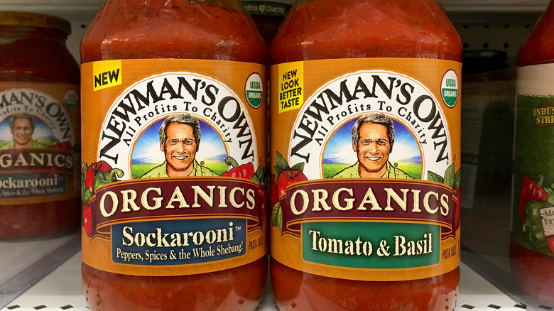 two newman's own sauce jars