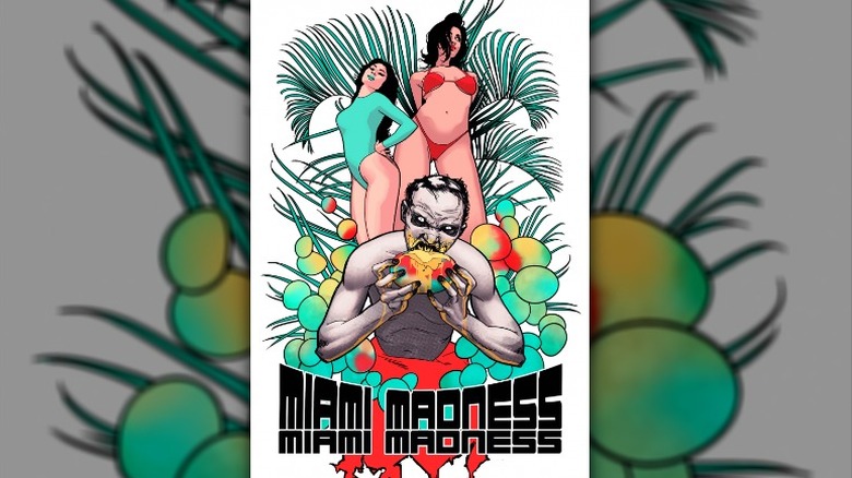 Miami Madness label with gremlin and women