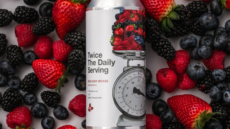 Twice The Daily Serving beer can and berries