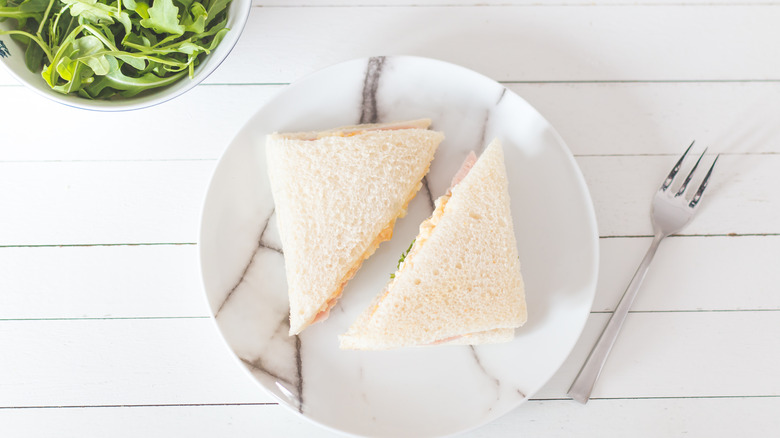 Crustless sandwich cut diagonally