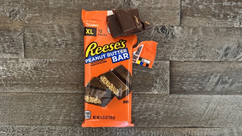 Peanut butter bar on wooden surface