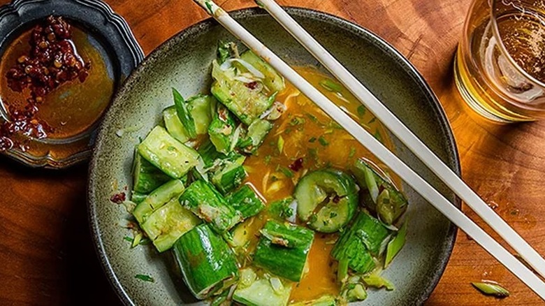 Thai smashed cucumber salad bowl