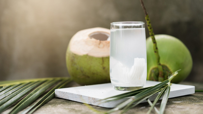 Glass of coconut water