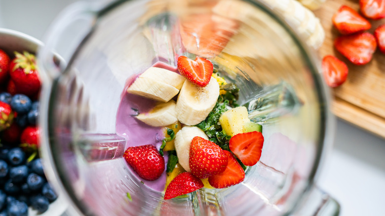 Fruit in a blender