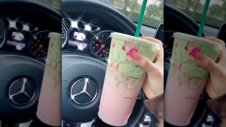 Pink and green drink