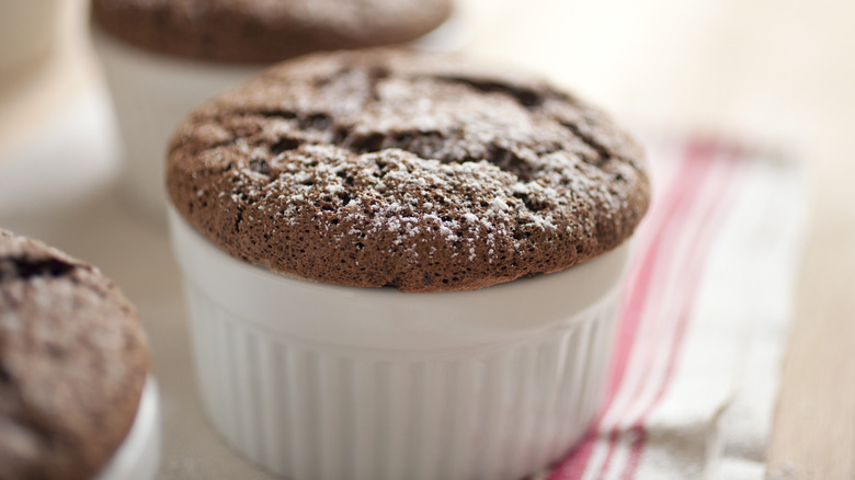 Chocolate soufflé in container