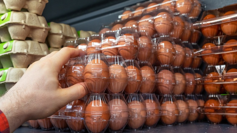 Egg cartons on shelf