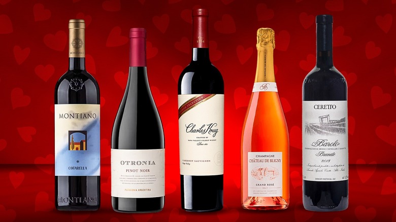 Collage of wine bottles worth splurging on for Valentine's Day