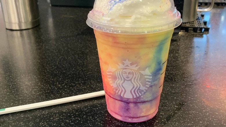 starbucks colorful tie-dye frappuccino