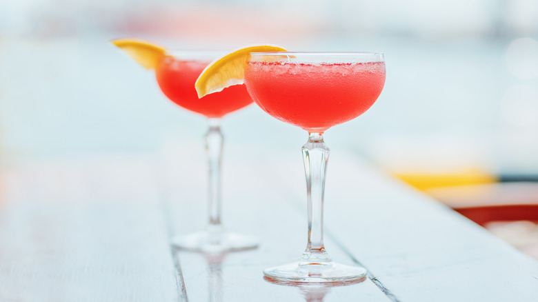 Two cosmopolitan cocktails