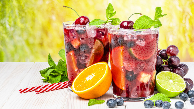 Sangria with medley of fruits