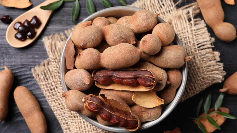 brown tamarind pods