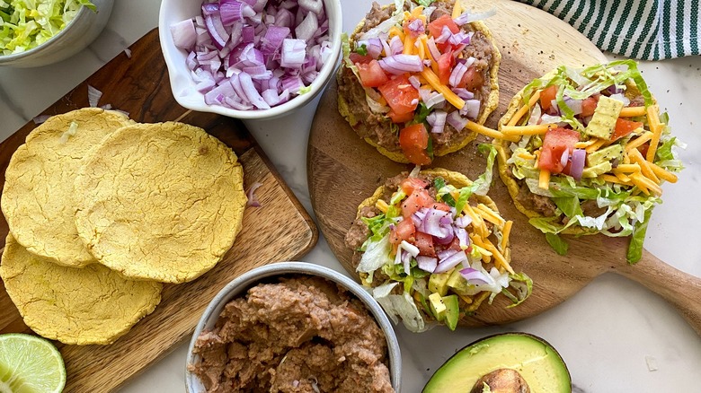 sopes with beans and toppings