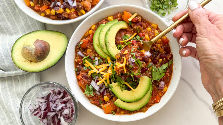 vegetarian chili in bowl