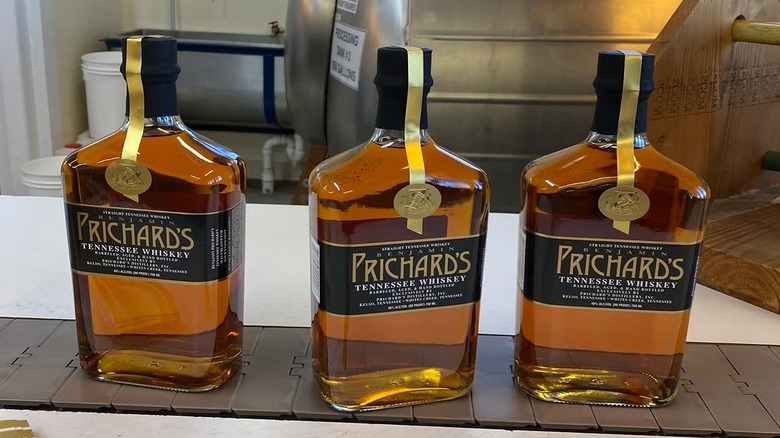 Bottles of Prichard's whiskey in distillery