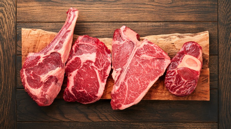 Various cuts of steak