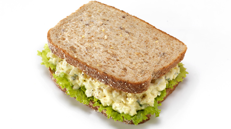 egg salad sandwich white background 