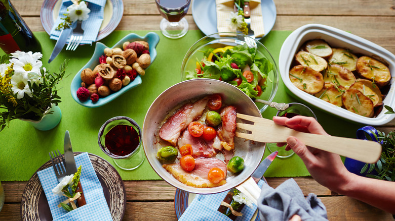 Serving utensils in bowls