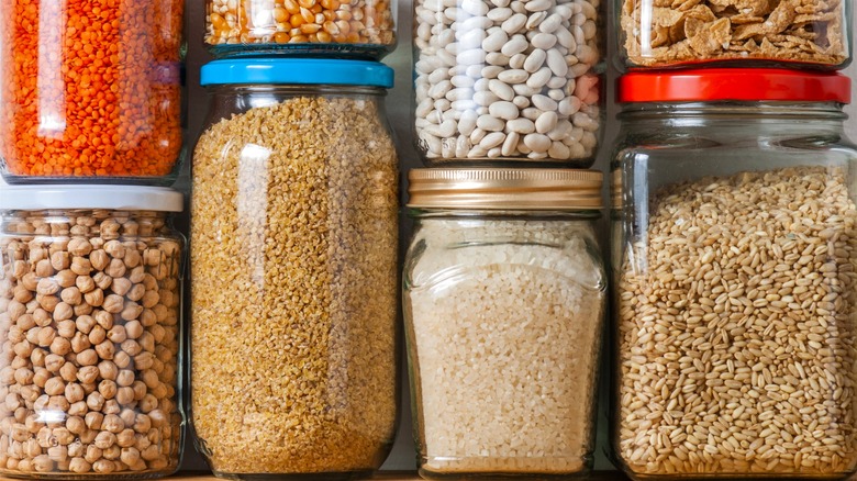 Pantry foods in glass jars