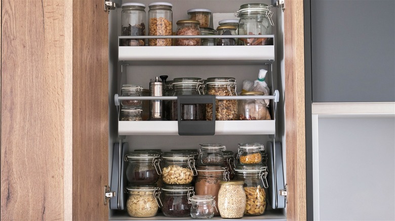 Pantry filled with airtight jars