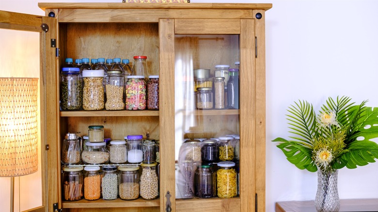 Fully stocked pantry cabinet