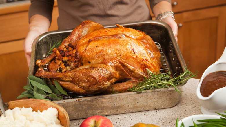 putting turkey on counter