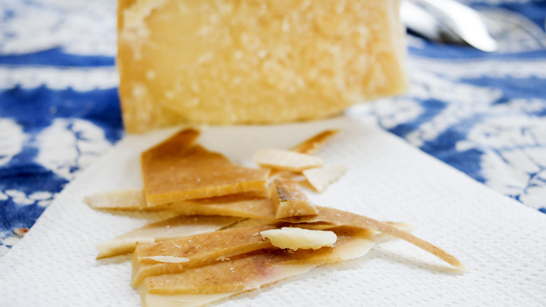 Parmesan rinds on napkin