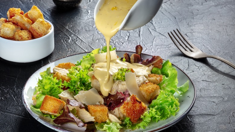 Caesar salad with dressing