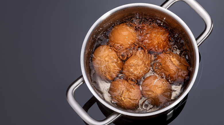 Eggs in boiling water