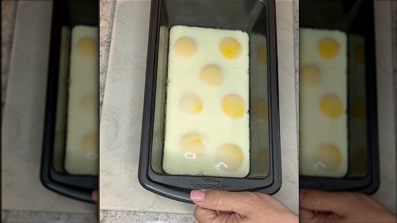 Baking hard boiled eggs in a loaf pan