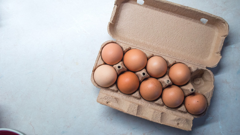 Eggs on the kitchen counter