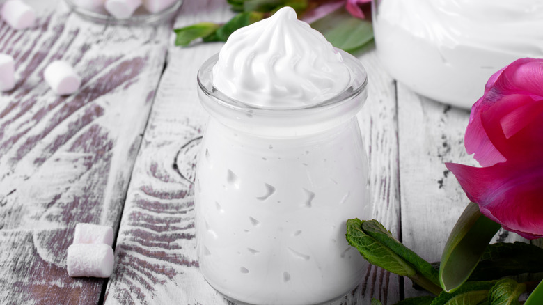 Marshmallow fluff in glass jar