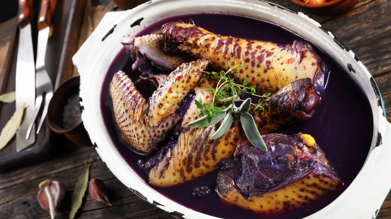 chicken marinating in Dutch oven