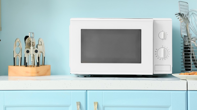 microwave on kitchen counter