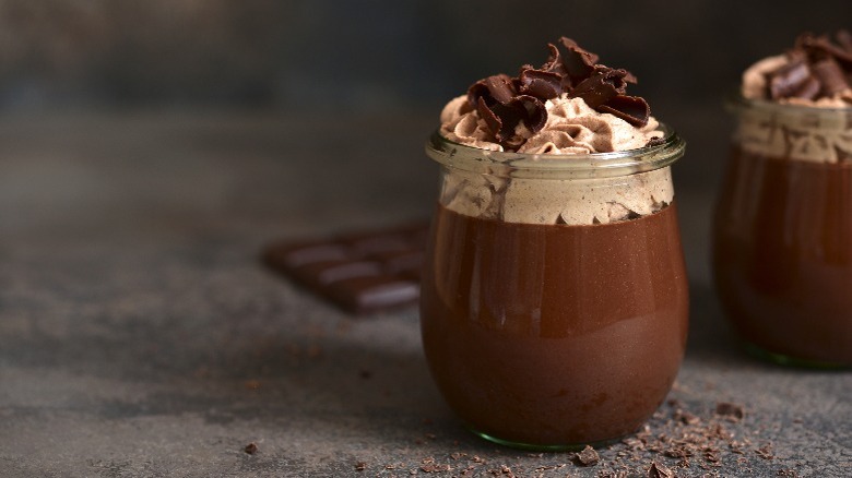 Chocolate pudding with toppings