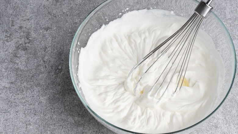 Whipped cream with whisk