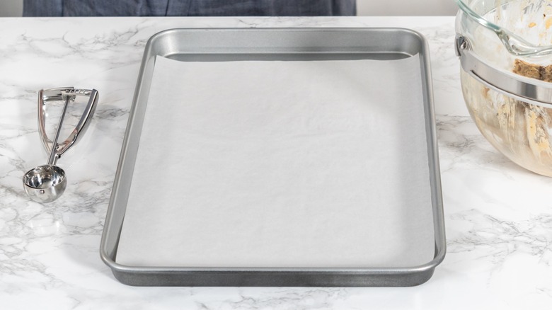 parchment paper on tray