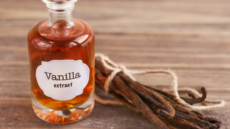 Vanilla extract on table