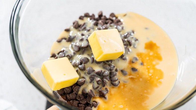 Butter with chocolate melting